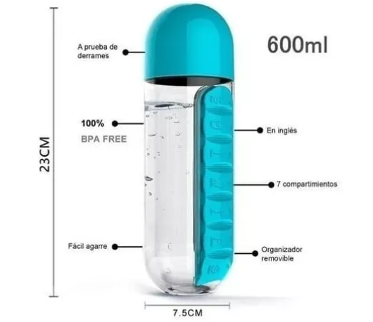 Botella Para Agua Con Pastillero